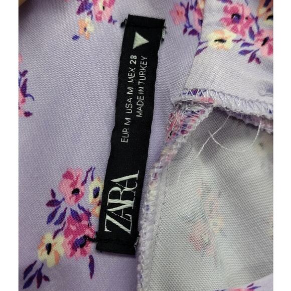 Zara Womens Dress Size Medium Satin Floral Lilac Purple Halter Flowers Designer - Picture 11 of 15